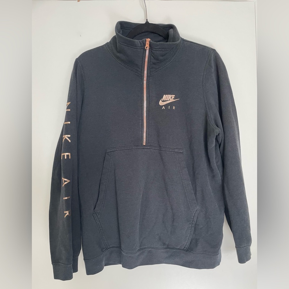 Nike Air Women’s Black Rose Gold Half Zip Pullover Sweatshirt Size M - Picture 5 of 6